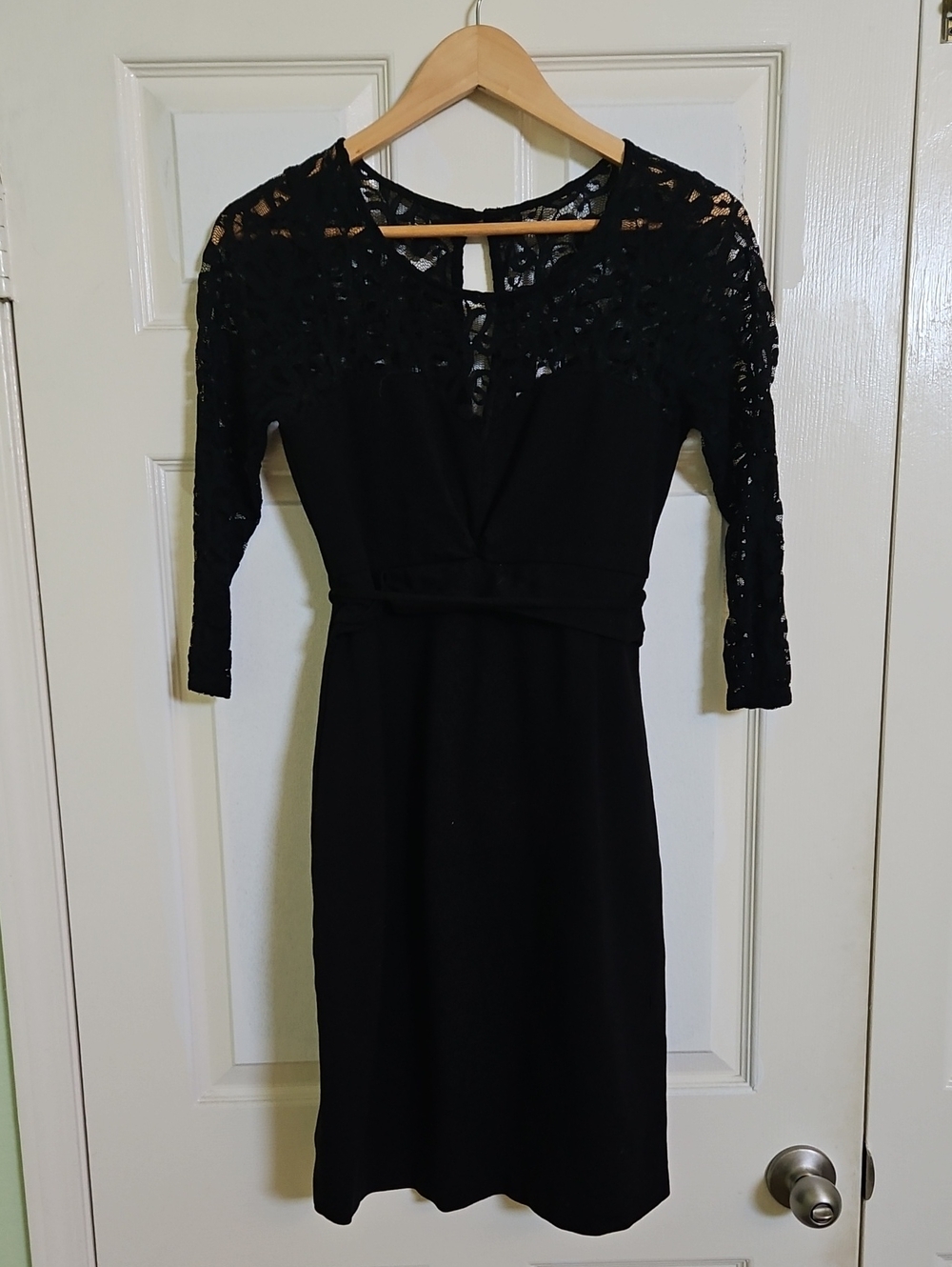 Motherhood Maternity Black Lace-Detail Long Sleeve Dress